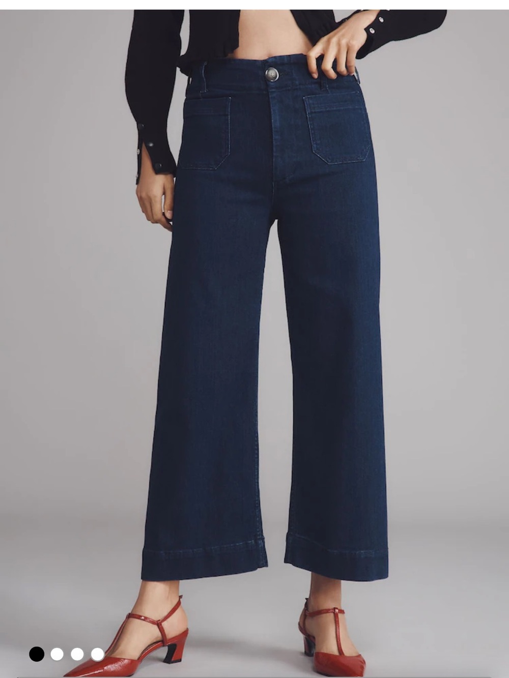 Maeve Colette Dark Blue Wide-Leg High-Rise Jeans- 26